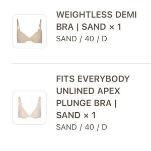 Set of 2 Skims Unlined Nude (Sand) Bras - Size 40 - NWT